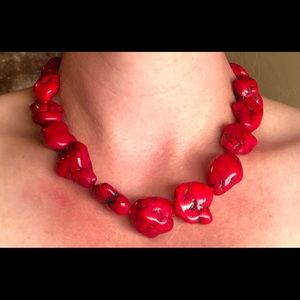 Red stone necklace. Perfect for Christmas.